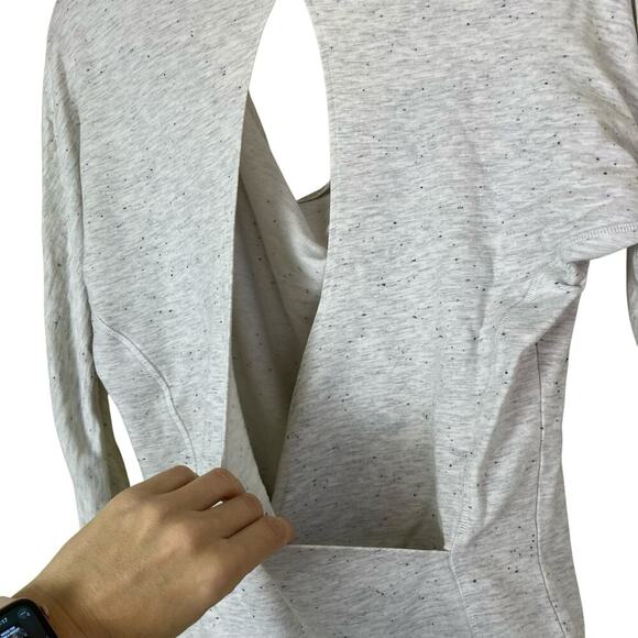 Alo Yoga Sz S Petite Cowl Neck Open Back Pullover Sweatshirt Speckled Grey - Picture 6 of 14